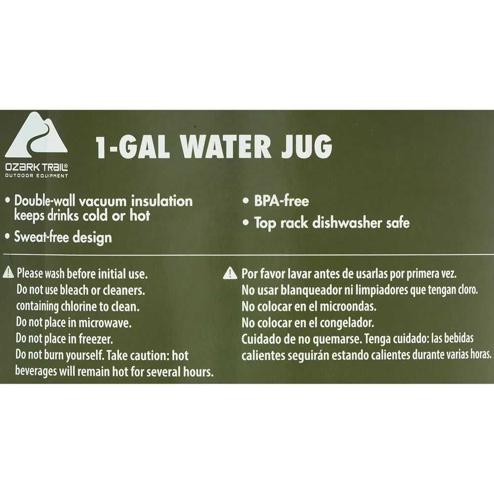 1 Gallon Insulated Stainless Steel Water Jug – Vacuum Sealed Outdoor Hydration Container