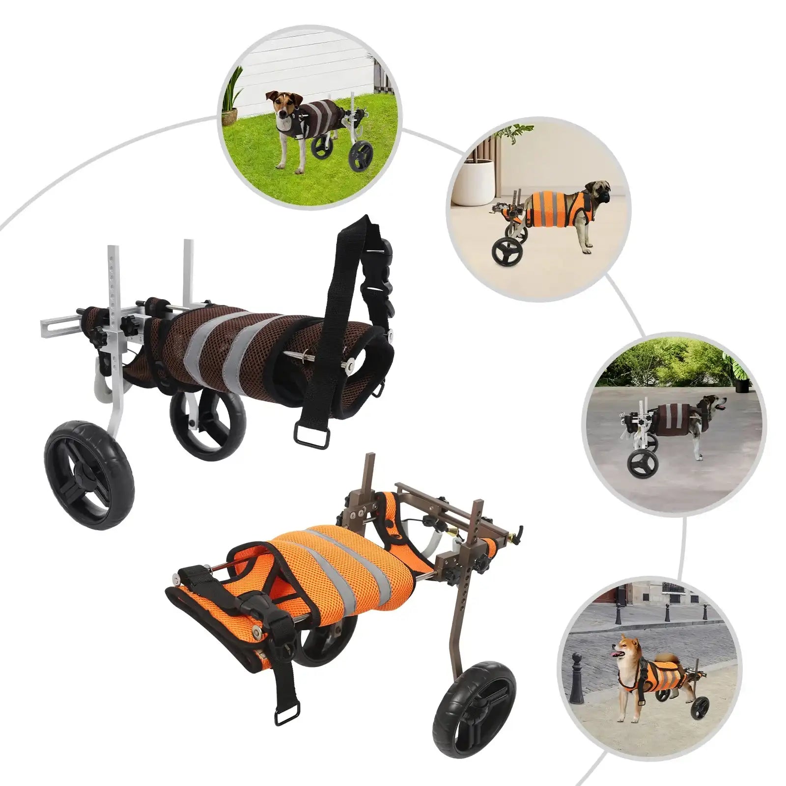 Adjustable Back-Leg Pet Wheelchair – Lightweight Mobility Cart for Dogs & Cats 🐾