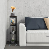 4-Tier Slim Rolling Cart with Wood Top & Metal Handle – Mobile Storage Unit for Kitchen, Bathroom & Laundry