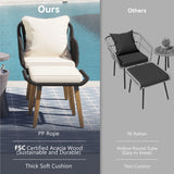 “5-Piece Outdoor Patio Furniture Set – Wicker Bar Table with 2 Single Chairs & 2 Stools for Balcony or Garden”