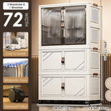 Multi-Layer Folding Storage Cabinet with Wheels – Large Capacity Rolling Organizer Wardrobe
