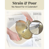 5-Quart Nonstick Ceramic Stock Pot with Glass Lid – Twist Lock Handles & Strainer for Easy Cooking 🍲✨