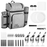 Insulated Picnic Backpack for Four — Beach & Outdoor Meal Carrier with Cooler Compartment