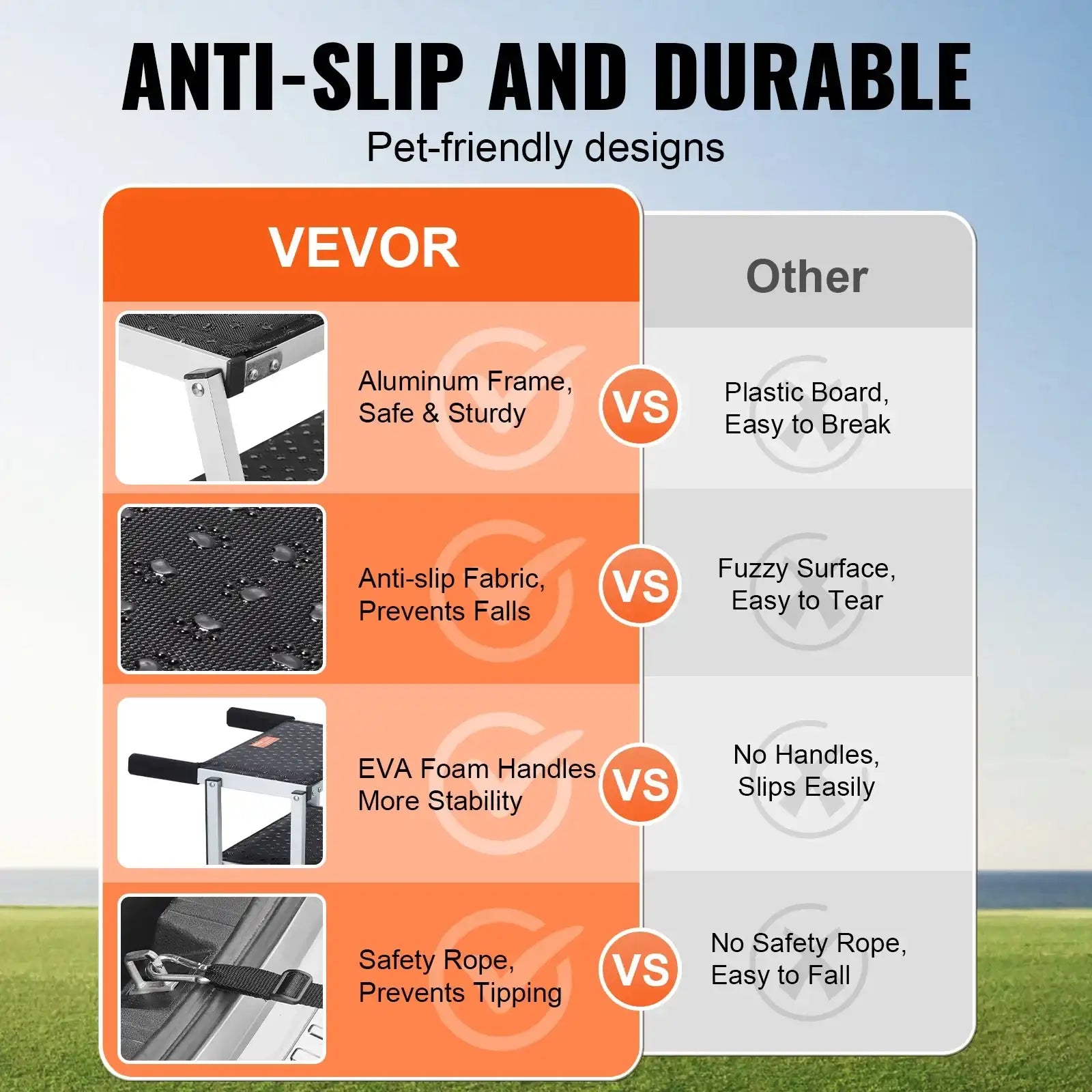 “Vevor 4-Step Folding Dog Car Stairs – Wide Portable Aluminum Pet Steps for Cars, SUVs & Trucks up to 150 lbs”
