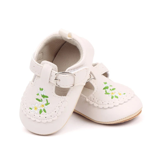 Cute Baby Girls’ Bowknot Mary Jane Shoes – PU Leather First Walker Flats with Non-Slip Sole for Toddler Princesses