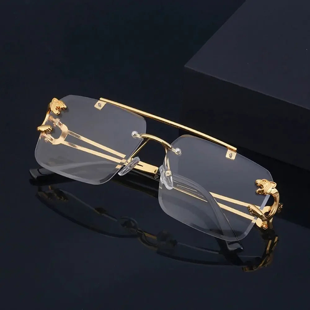 2024 Vintage Rimless Sunglasses – Oversized Square Gradient Shades with Double Bridge & UV400 Protection (Unisex)