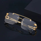 2024 Vintage Rimless Sunglasses – Oversized Square Gradient Shades with Double Bridge & UV400 Protection (Unisex)