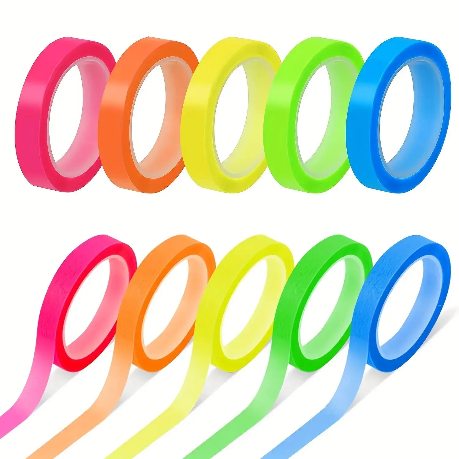 5-Roll Transparent Fluorescent Index Tabs & Flags – Sticky Note Markers for School & Office