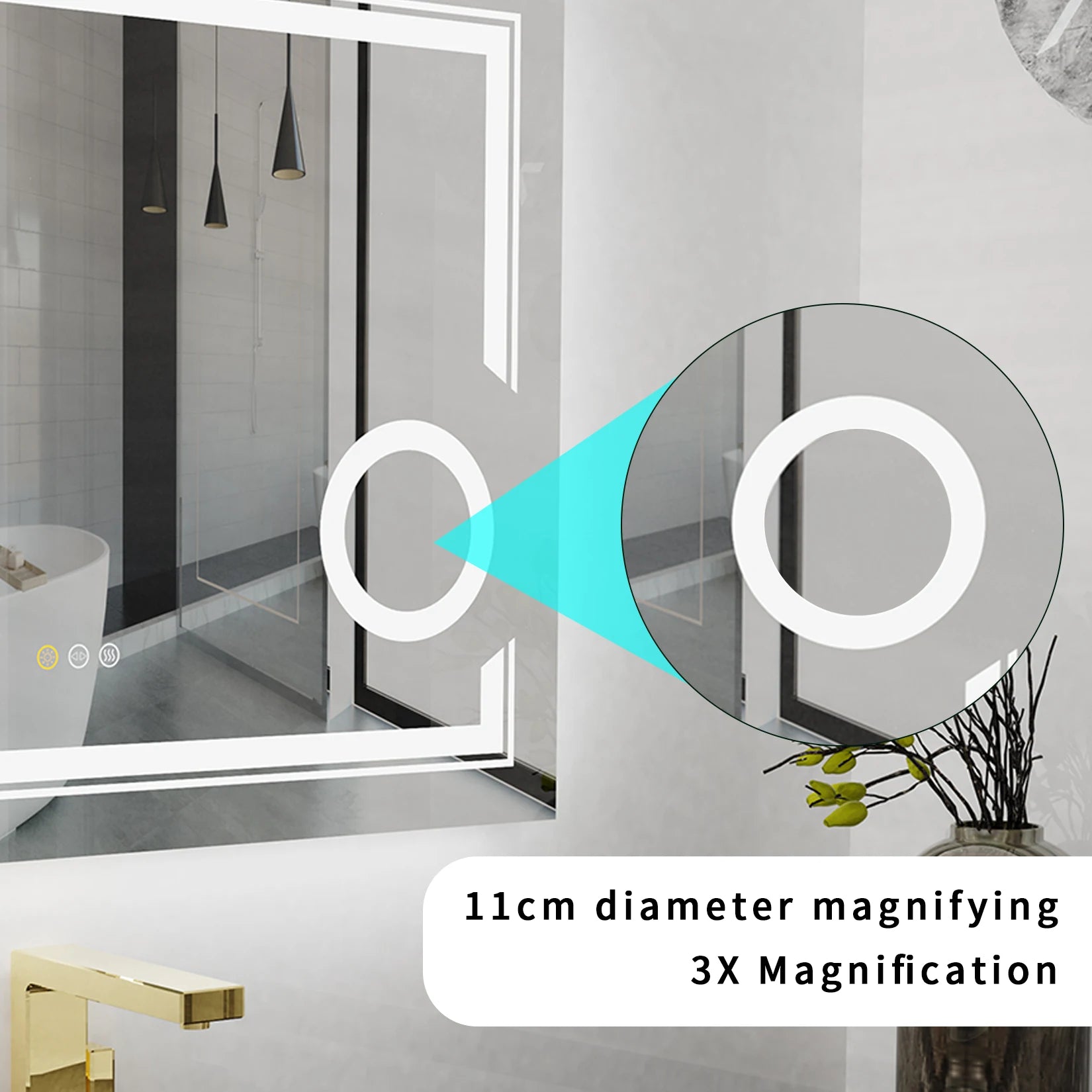 LUVODI Smart LED Wall-Mounted Bathroom Mirror with Magnifying & Anti-Fog Features