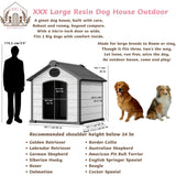 46" Large Outdoor Dog House – 3XL Insulated Igloo Kennel with Elevated Floor for 2 Big Dogs