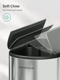 SONGMICS 13-Gallon Dual Kitchen Trash Can – 5.3 & 8 Gallon Compartments, Stainless Steel Wing Lids
