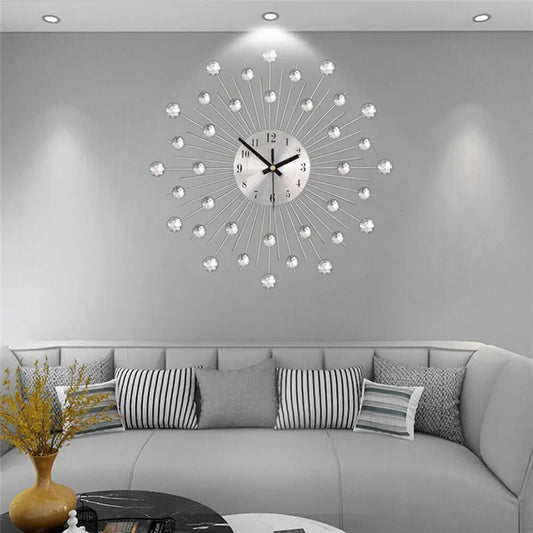 13-Inch Crystal Glass Wall Clock – Silent Movement Luxury Wall Clock for Living Room & Home Décor