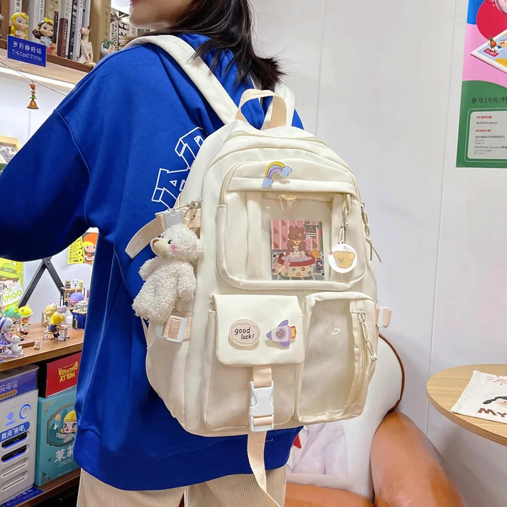 Cute Kawaii Large-Capacity Nylon Student Rucksack – Japanese Style Backpack for Teen Girls