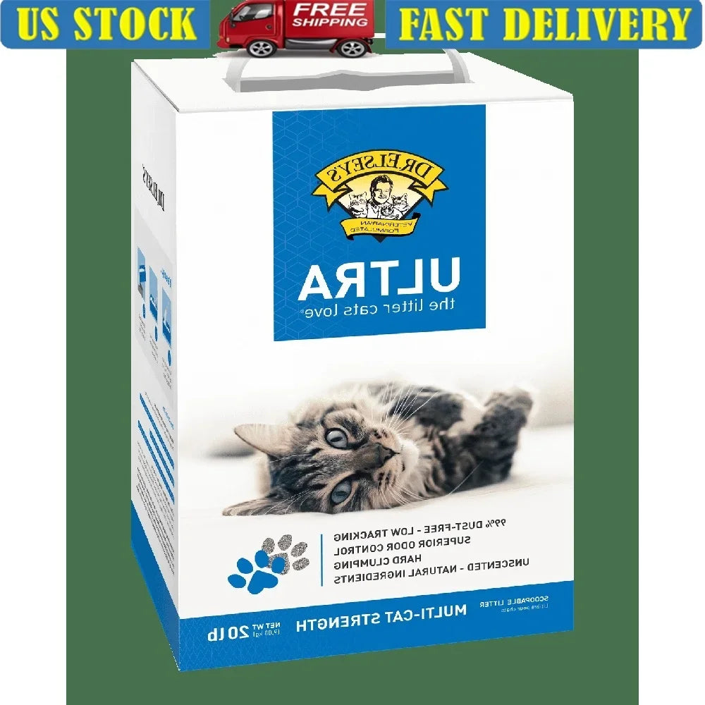 Ultra Clumping Cat Litter – 20lb Unscented Low-Dust Formula, Natural Odor Control, Easy-Scooping Litter for Multi-Cat Homes