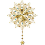 3D Peacock Wall Clock – Gold Wrought Iron Luxury Quartz Clock with Crystal Details & Hollow Carved Design (Silent Movement)