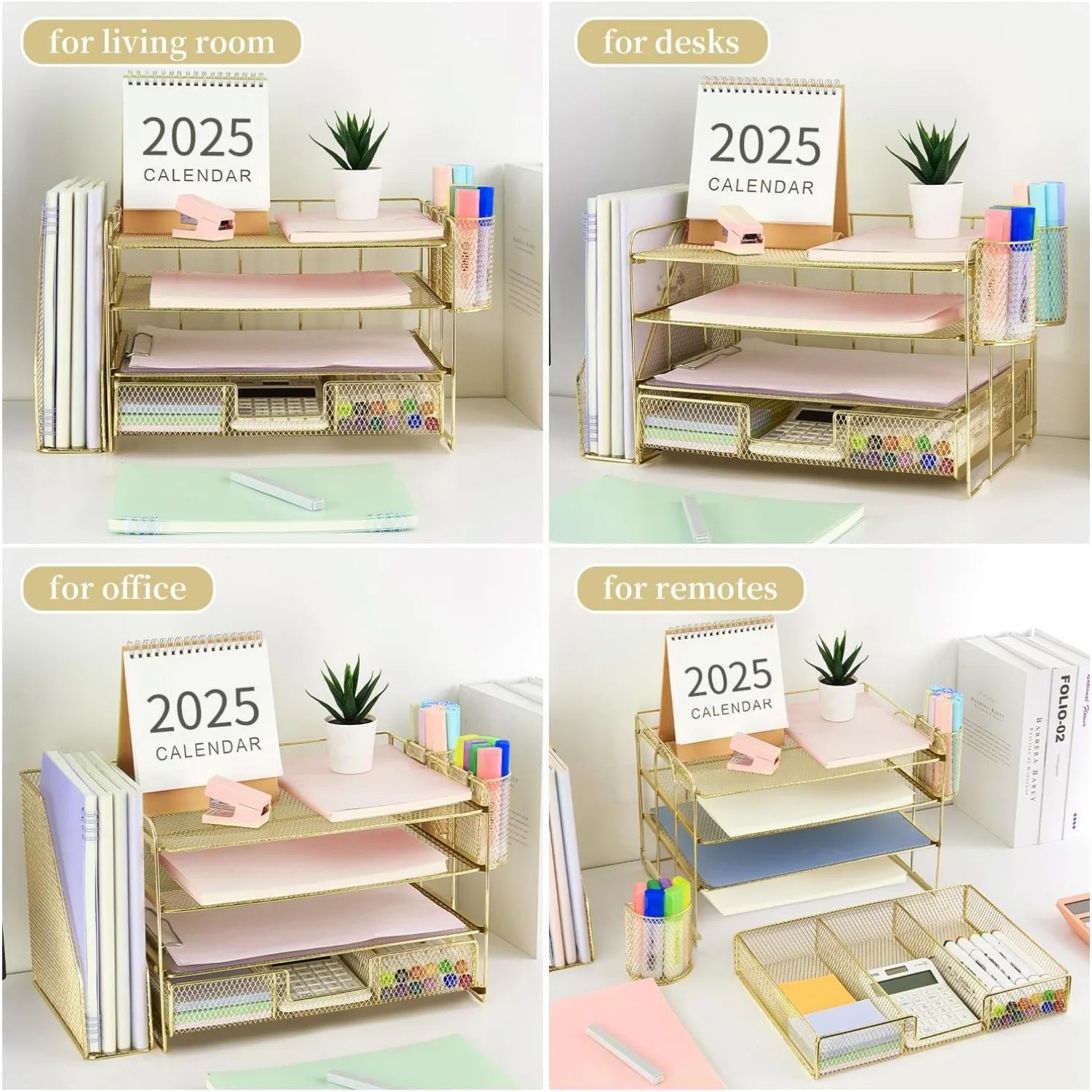 Letter Tray & File Rack Organizer – 4-Tier Desktop Storage with Drawers & Pen Holders