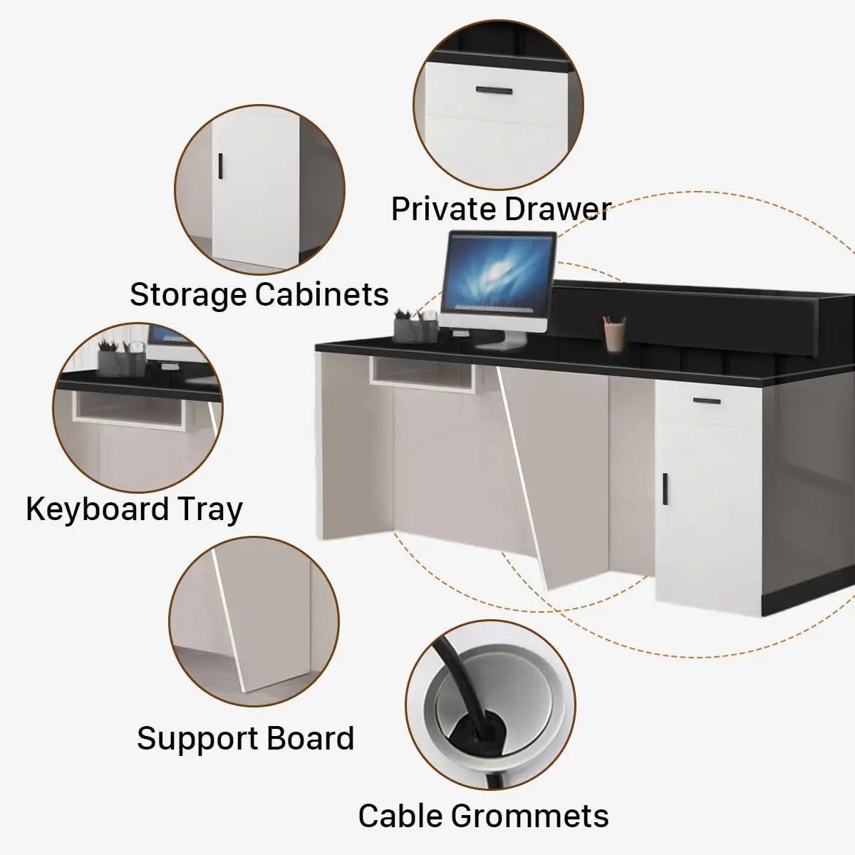 🛋️ 63–71" Reception Desk – Front Counter with Lockable Drawers for Retail, Office & Reception Areas