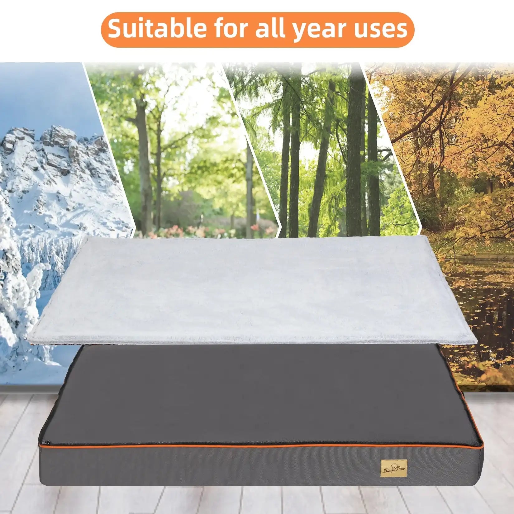 Large Orthopedic Dog Bed – Padded Foam Cushion Pet Bed with Washable Cover & Support Pillow for Dogs”