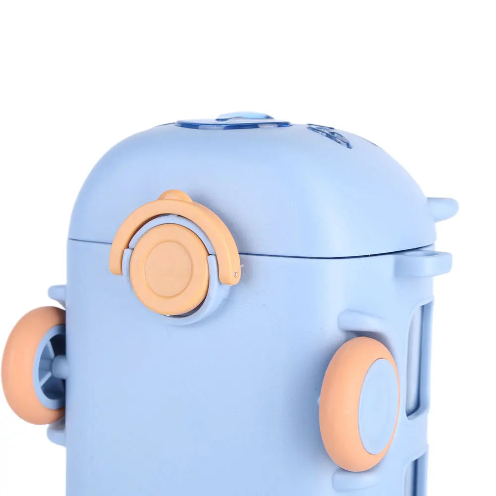 Bus-Shaped Cartoon Water Bottle – 500 ml Leakproof Kids Drinking Bottle with Movable Wheels & Strap