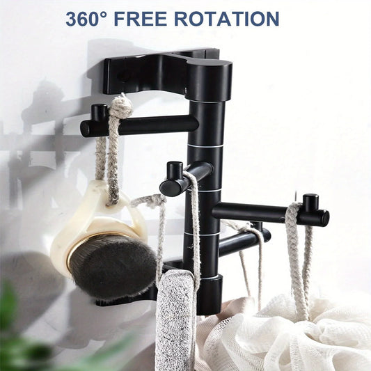 Vertical Swivel Hook Rack with 4 Rotatable Arms – Wall-Mounted Metal Towel & Accessory Organizer