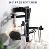 Vertical Swivel Hook Rack with 4 Rotatable Arms – Wall-Mounted Metal Towel & Accessory Organizer