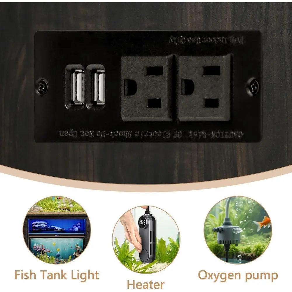 Aquarium stand built-in power outlets and USB ports