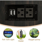 55-75 Gallon Dark Oak Aquarium Stand with RGB LED Lighting, Power Outlets, USB Ports & Storage Cabinet