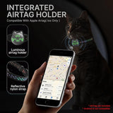 Waterproof Cat Collar with AirTag Holder – Reflective Fish Pattern, Lightweight Soft Breakaway GPS Tracker Collar for Kittens & Cats