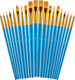 Artist Paint Brushes Set – 20 Brushes for Oil, Watercolor & Acrylic Painting on Canvas, Rock & Face (Blue)