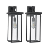 Set of 2 Modern Outdoor Wall Lanterns – Black Metal Frame with Clear Glass, Weatherproof Wall Sconces