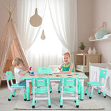 Kids Table & 6-Chair Set – Height Adjustable Multi-Activity Study & Craft Table for Children (Ages 2-10) 🖍️