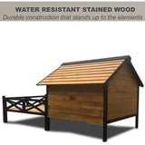 Wooden Large Dog House (43.3"L × 69.9"W × 32.7"H) – Extreme Outback Log Cabin Weatherproof Outdoor Kennel with Elevated Base