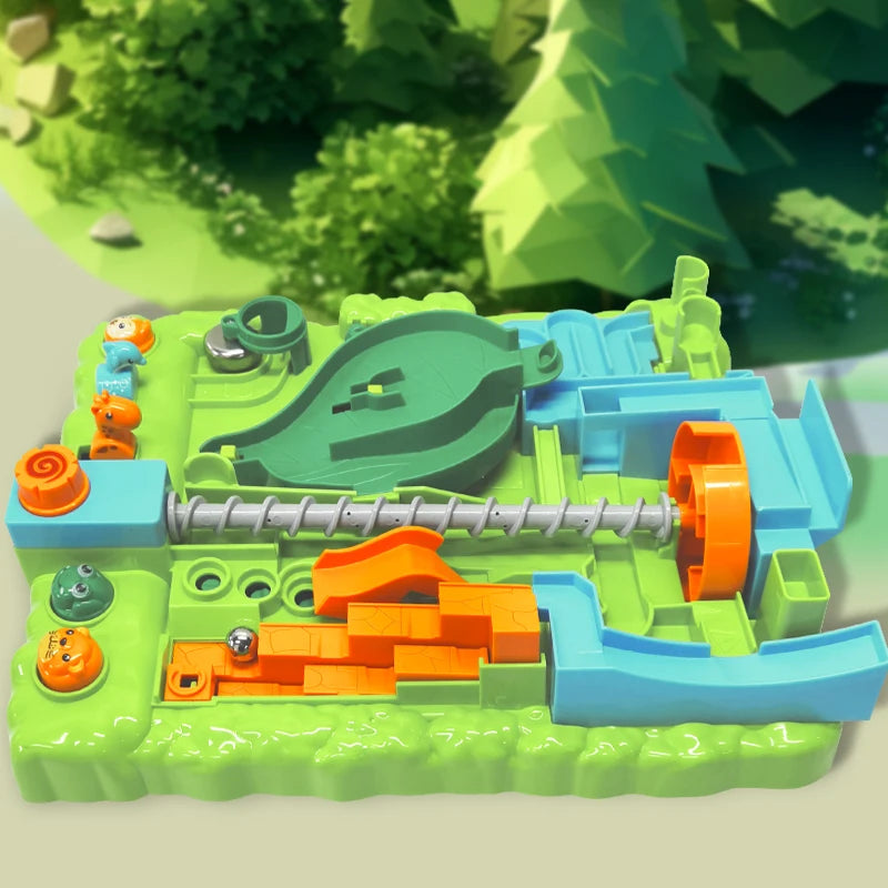 “Interactive Maze Ball Puzzle Game – 8-Level Marble Track Brain Teaser with Animal Buttons for Kids”