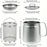 304 Stainless Steel Oil Filter Pot with Strainer – Multi-Function Grease & Oil Recycling Container for Frying