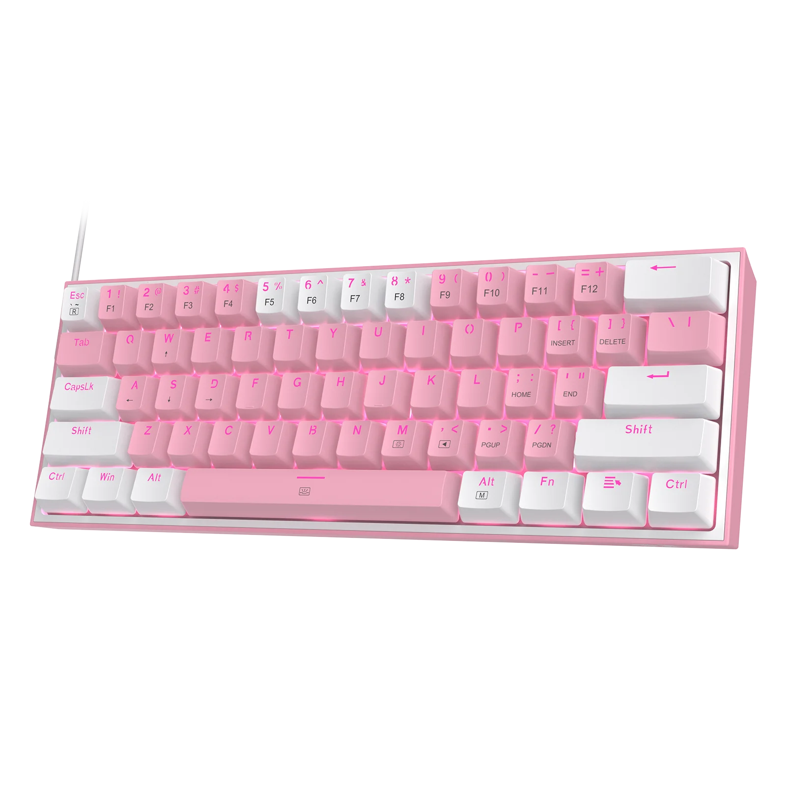 Redragon K617 Fizz 60% RGB Gaming Keyboard – 61 Keys Compact Hot-Swap Mechanical Keyboard with Red Switches