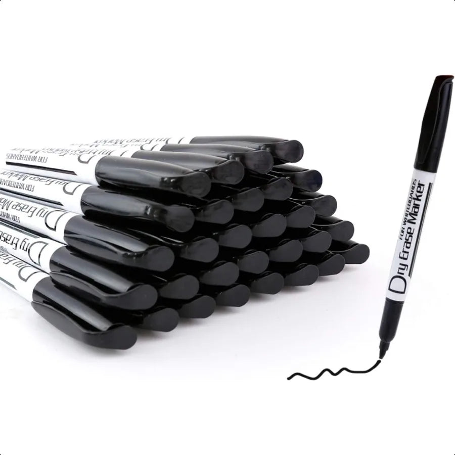 Black Dry Erase Markers – 30-Pack Low-Odor Fine Tip Whiteboard Markers for Office, School & Home 🖊️