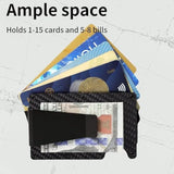 Men’s Minimalist Carbon Fiber Wallet – RFID Blocking Aluminum Card Holder with Money Clip & Cash Strap