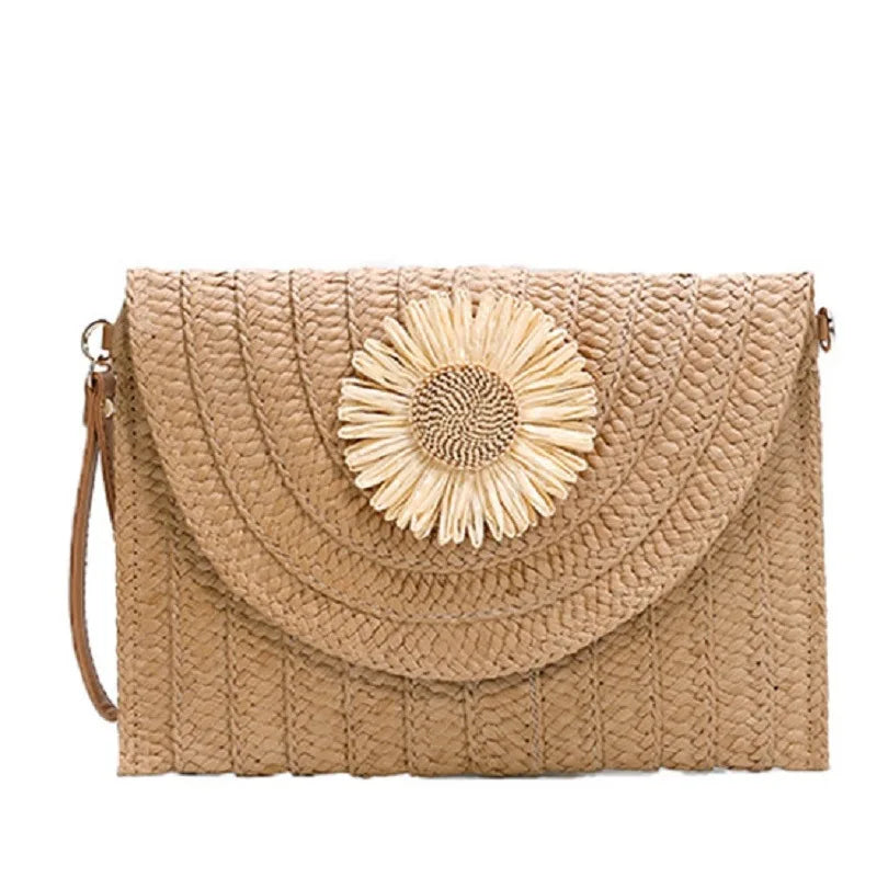Handmade Raffia Straw Woven Crossbody & Shoulder Bag for Women – Casual Fashion Beach Handbag