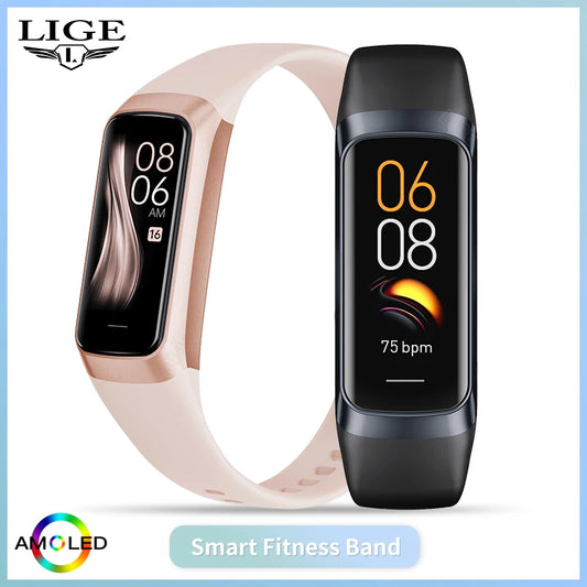“LIGE 2025 AMOLED Smart Watch – Waterproof Fitness Tracker with Heart Rate & Blood Monitoring, Sport Smart Bracelet for Men & Women”