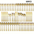 60-Piece Stainless Steel Flatware Set – Black Mirror-Polished Cutlery for Service of 12