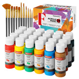 Fantastory 24-Color Acrylic Paint Set with 12 Professional Brushes – Ideal for Canvas, Glass & Wood 🎨🖌️