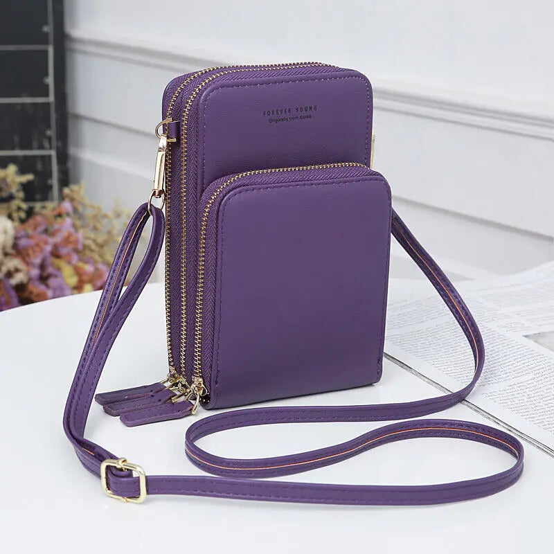 Dollver Crossbody Leather Purse – Large Capacity Wallet Shoulder Bag with Adjustable Strap, Phone Bag & Zipper Pocket