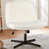 🪑 JHK Cross-Legged Rocking Gaming Chair – Armless Wide Fabric Swivel Task & Vanity Chair for Office & Living Room