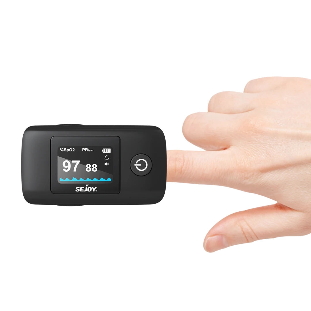 Sejoy Digital Wrist Blood Pressure Monitor with Finger Pulse Oximeter – OLED Blood Oxygen, Heart Rate & BP Monitor for Home Use