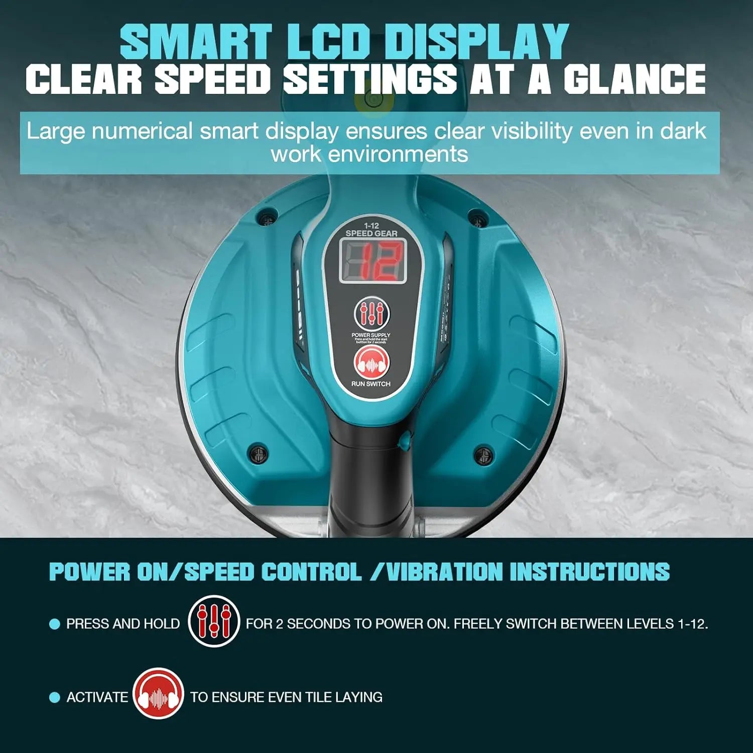 Seesii 12-Speed Tile Laying Machine – Cordless 160mm Large Suction Tile Vibration & Leveling Tool