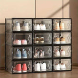 12 Pc / 24 Pc Large Capacity Modular Space-Saving Shoe Box, Transparent Plastic Stackable with Lid, Sneaker Display Box, B - PulinGO