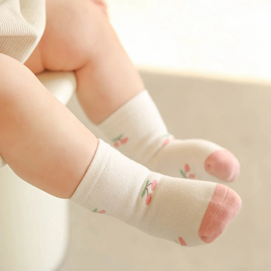 Infant Cartoon Cotton Socks – 4-Piece Baby Boy Socks Set with Thin Breathable Fabric for Summer & Autumn Wear