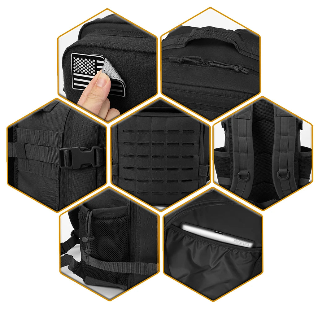 25L Tactical Backpack – Outdoor MOLLE Hiking & Fitness Backpack with Dual Cup Holders for Men & Women