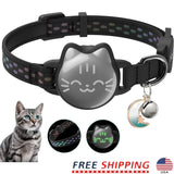 Waterproof Cat Collar with AirTag Holder – Reflective Fish Pattern, Lightweight Soft Breakaway GPS Tracker Collar for Kittens & Cats