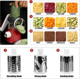 3‑in‑1 Rotary Cheese Grater & Vegetable Slicer – Manual Drum Shredder with Three Blades for Cheese, Veggies & Nuts